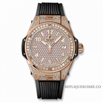 Copie Montre Hublot Big Bang Un clic King Gold Pave pleine 39mm 465.OX.9010.RX.1604