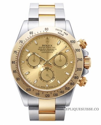 Réplique Rolex Daytona en acier et cadran en or Champagne 116523 CHS