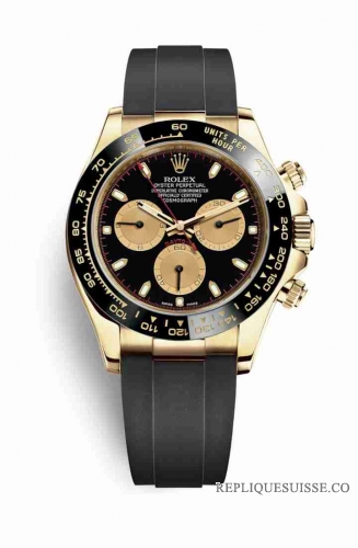 Copie Montre Rolex Cosmograph Daytona 18 ct or jaune 116518LN Noir champagne couleur Cadran m116518ln-0039