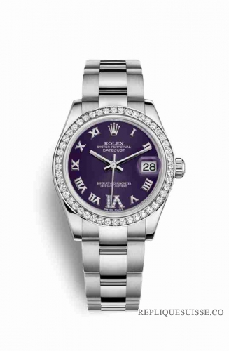 Copie Montre Rolex Datejust 31 Blanc Roles ou Oystersteel or blanc 18 carats 178384 Violet ensemble diamants Cadran m178384-0027