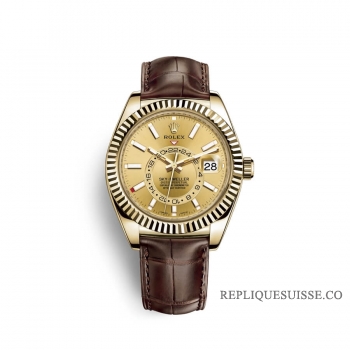 Rolex Sky-Dweller or jaune 18 carats M326138-0006 Cadran couleur champagne