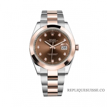 Réplique Rolex Datejust 41mm 126301 acier de diamante et acier 18K Or rose Montre