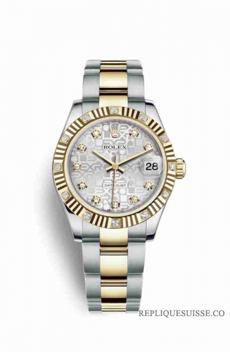 Copie Montre Rolex Datejust 31 Jaune Rolesor Oystersteel or jaune 18 ct 178313 Argent Jubile design serti diamants Cadran m178313-0034