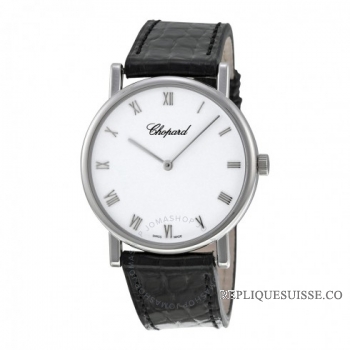 Chopard Classique Homme Cadran blanc 18kt or blanc noir Cuir montres pour dames P163154-1001