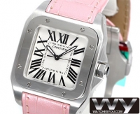 Cartier Santos 100 Pink cuir Midsize unisexe W20126X8 Montre Réplique