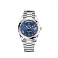 Rolex Day-Date 40 Platinum cadran bleu vif bracelet President