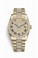 Copie Montre Rolex Day-Date 36 Or jaune 18 ct 118348 Cadran pave de diamants m118348-0013