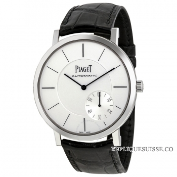 Piaget Altiplano automatique cadran argente cuir noir hommes