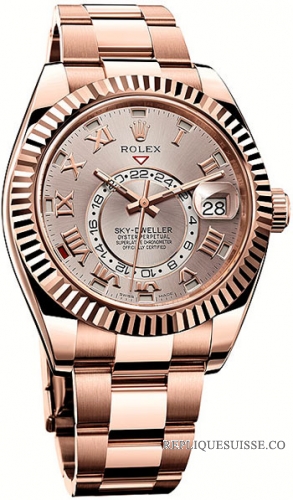 Rolex Sky-Dweller Everose Or Sundust Dial 326935 Montre Réplique