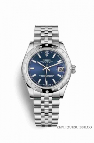 Copie Montre Rolex Datejust 31 Blanc Roles ou Oystersteel or blanc 18 carats 178344 Cadran bleu m178344-0046