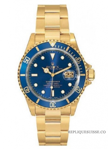 Réplique Rolex Submariner Champagne Cadran 18K Or Jaune Oyster Quartz 16618CDO