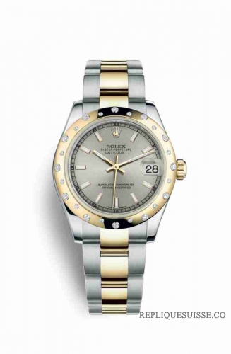 Copie Montre Rolex Datejust 31 Jaune Rolesor Oystersteel Or jaune 18 ct 178343 Argent Cadran m178343-0055