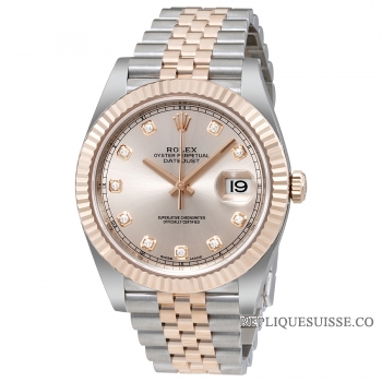 Réplique Rolex Datejust 126331 Sundust Diamond Dial acier et 18 Everose Montre de oro