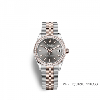 Rolex Datejust 31 Oystersteel or Everose 18 ct M278381RBR-0018 cadran rhodium fonce