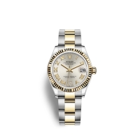 Rolex Datejust 31 Oystersteel or jaune 18 ct M278273-0003 Argent serti de diamants Cadran