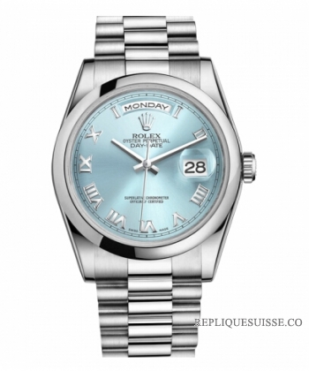 Rolex Day Date Platinum Glacier Bleu cadran 118206 GLARP