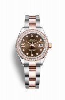 Copie Montre Rolex Datejust 28 Everose Roles ou Oystersteel 18 ct Everose or RBR Ensemble de chocolat diamants Cadran m279381rbr-0004