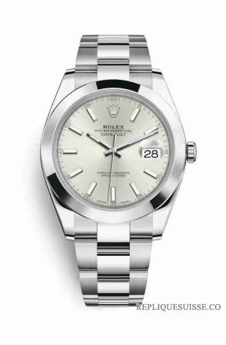 Copie Montre Rolex Datejust 41 Oystersteel 126300 argent cadran m126300-0003