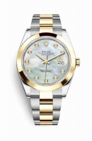 Copie Montre Rolex Datejust 41 Jaune Rolesor Oystersteel Or jaune 18 ct 126303 Blanc serti de nacre Cadran m126303-0017