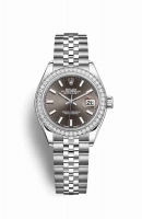 Copie Montre Rolex Datejust 28 Blanc Role ou Oystersteel Or blanc 18 carats RBR Gris fonce Cadran m279384rbr-0013