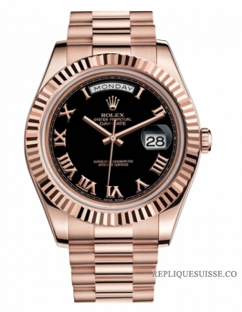 Réplique Rolex Day Date II President Pink or noir cadran 218235 BKRP Mont 218235 BKRP