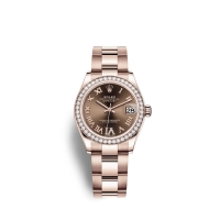 Rolex Datejust 31 or Everose 18 ct M278285RBR-0015 Chocolat serti de diamants Cadran