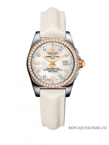 Breitling Galactic 29 acier inoxydable / or rose / diamant / diamant perle / veau (C7234853 / A792 / 484X / A12BA.1)