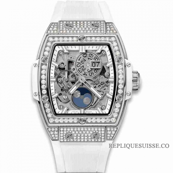 Copie Montre Hublot Spirit Of Big Bang Moonphase Titane Blanc Pave 42mm 647.NE.2070.RW.1604