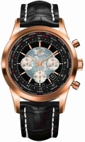 Breitling Transocean Chronographe Unitime noir Strap avec Deploy Montre Réplique