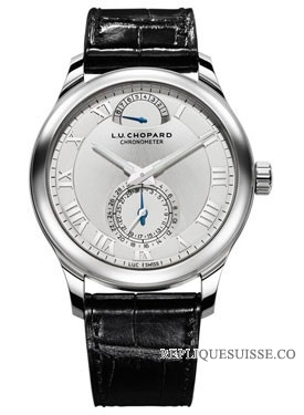 Chopard L.U.C Quattro argent Dial or blanc noir Cuir 161926-1001