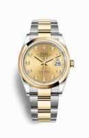 Copie Montre Rolex Datejust 36 Jaune Rolesor Oystersteel or jaune 18 ct 126203 Champagne-diamants de couleur Cadran m126203-0018