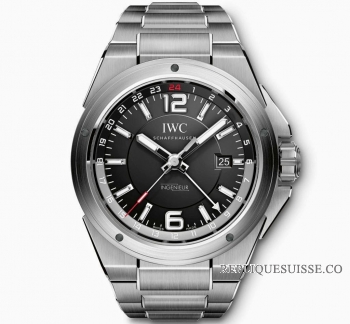 IWC Ingenieur Dual Time Noir Dial Montre Réplique