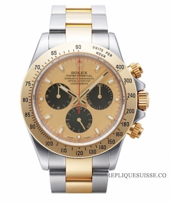 Réplique Rolex Daytona en acier et cadran en or Champagne Paul Newman 116523 PN