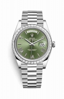 Copie Montre Rolex Day-Date 40 Platinum 228396TBR Vert olive Cadran m228396tbr-0020