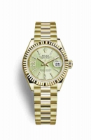 Copie Montre Rolex Datejust 28 or jaune 18 ct Linden ensemble diamants Cadran m279178-0007