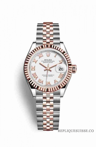 Copie Montre Rolex Datejust 28 Everose Roles ou Oystersteel 18 ct Everose or cadran blanc m279171-0021