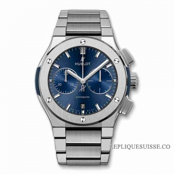 Copie Montre Hublot Classic Fusion Bleu Chronographe Titane Bracelet 45mm 520.NX.7170.NX