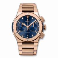 Copie Montre Hublot Classic Fusion Bleu Chronographe King Gold Bracelet 45mm 520.OX.7180.OX