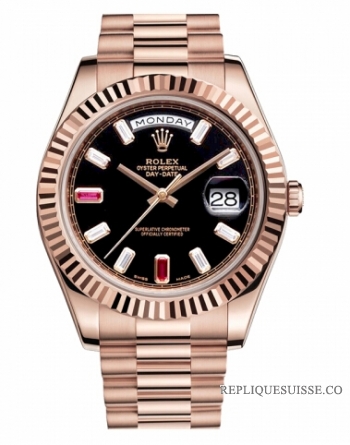 Réplique Rolex Day Date II President Pink or noir cadran 218235 BKDRP Mon 218235 BKDRP