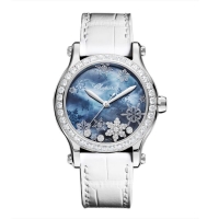 Réplique Chopard Happy Snowflakes Blue Mother of Pearl Diamond White Edition Limitee