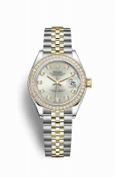 Copie Montre Rolex Datejust 28 Jaune Rolesor Oystersteel or jaune 18 ct RBR Argent serti diamants Cadran m279383rbr-0007