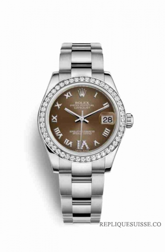 Copie Montre Rolex Datejust 31 Blanc Roles ou Oystersteel Or blanc 18 carats 178384 Bronze Cadran m178384-0026