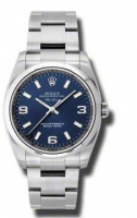 Réplique Rolex Oyster Perpetual en acier inoxydable cadran bleu Montre 114200-70190