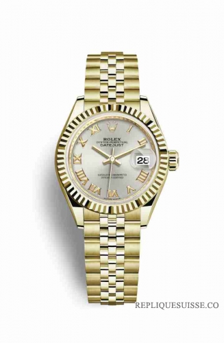 Copie Montre Rolex Datejust 28 Or jaune 18 ct Argent Cadran m279178-0021