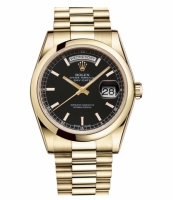 Rolex Day Date Or jaune Noir cadran 118208 BKSP