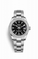 Copie Montre Rolex Datejust 31 Blanc Role ou Oystersteel Or blanc 18 carats 178384 Cadran Noir m178384-0054