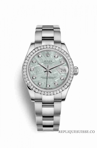 Copie Montre Rolex Datejust 31 Blanc Roles ou Oystersteel or blanc 18 carats 178384 Meteorite diamants ensemble Cadran m178384-0065