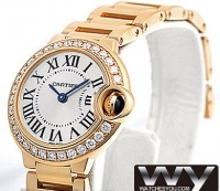 Cartier Ballon Bleu Diamants Or Dames WE9001Z3 Montre Réplique