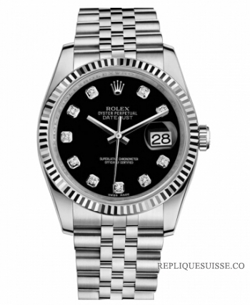 Réplique Rolex Datejust 36mm acier cadran noir Jubile Bracelet 116234 BKDJ