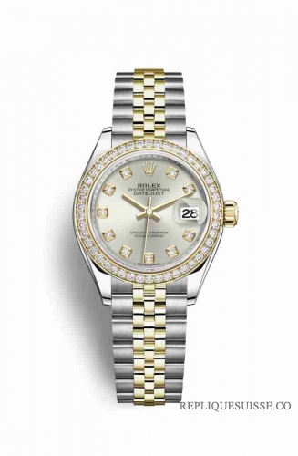 Copie Montre Rolex Datejust 28 Jaune Rolesor Oystersteel or jaune 18 ct RBR Argent serti diamants Cadran m279383rbr-0007